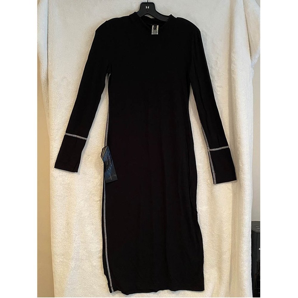 BCBGMaxAzria Mock Neck Dress with White Stitching